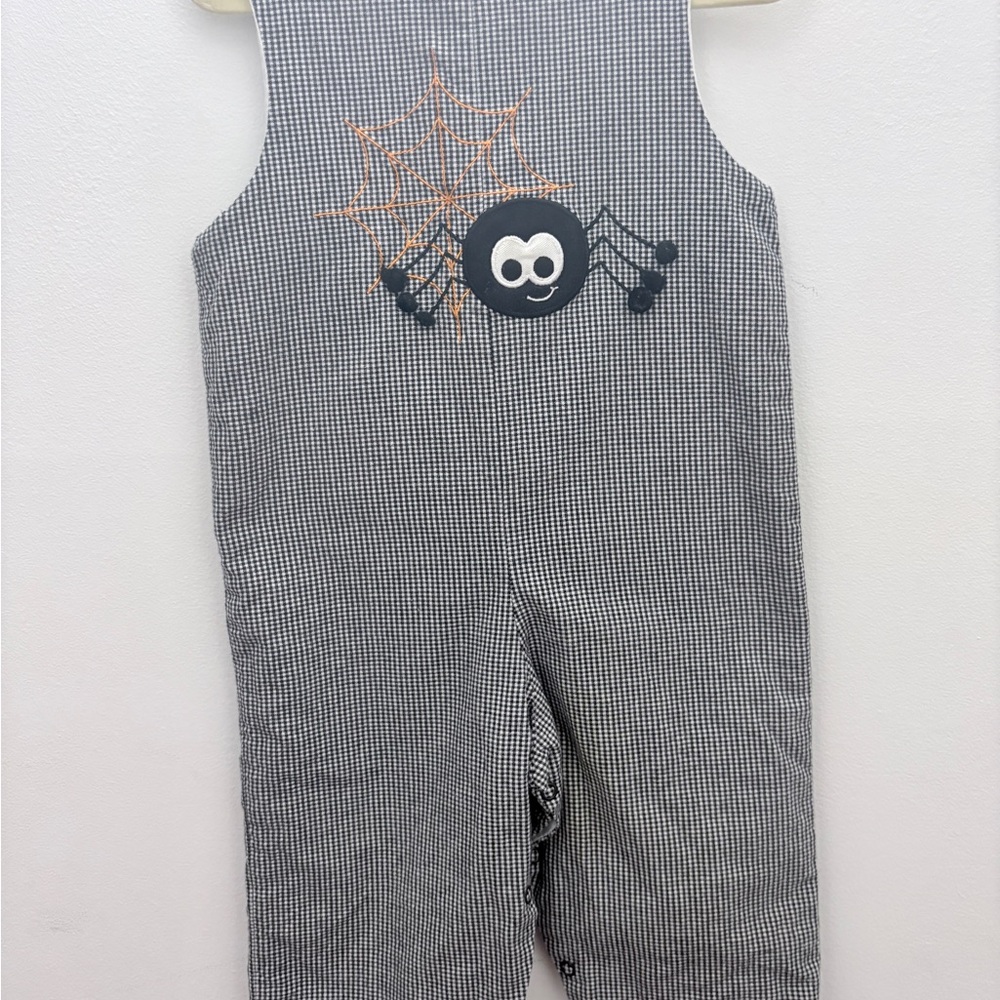 Glorimont Smocked Spider Romper 18M Black Gingham Halloween Outfit Baby